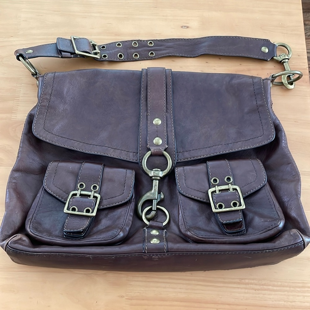 VINTAGE COACH Legacy Brooklyn bag - brown leather with brass hardware, authentic